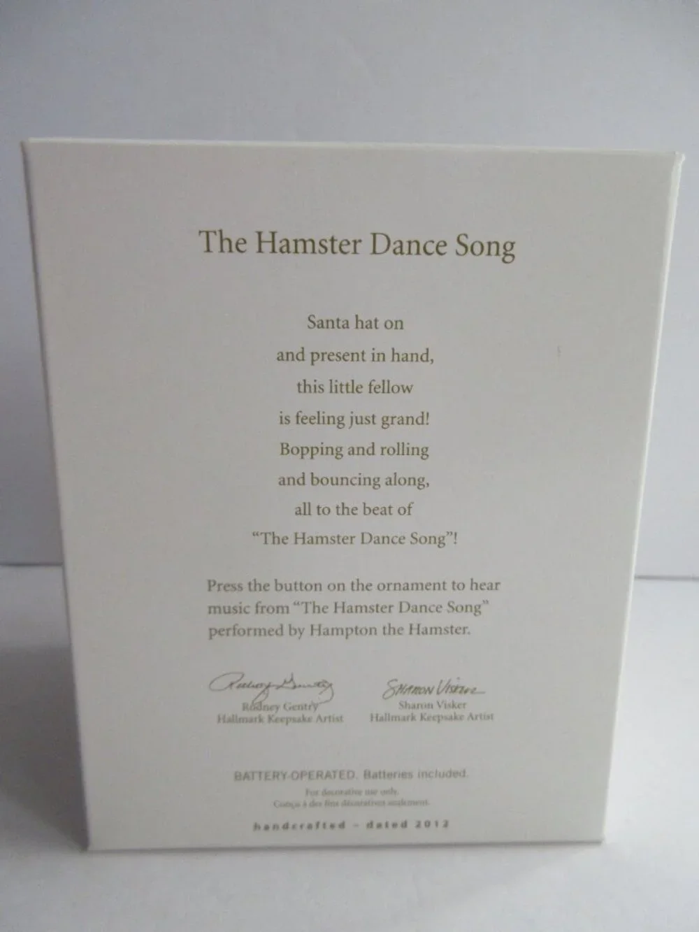 Hamster Dance Song Christmas Ornament Magic Ornament Hallmark Keepsake 2012 NEW